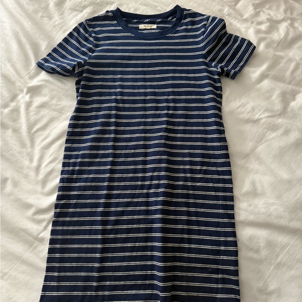 Navy and White Striped T-Shirt Dress